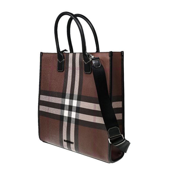 Burberry Unisex Denny Checked Large Tote Bag - Picture 2 of 13